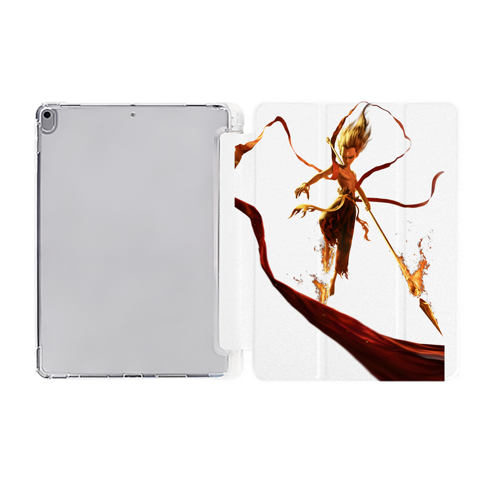 （画像用） Ne Zha 2 ナタ 魔童の大暴れ IPad ケース ペン収納付き 三つ折りスタンド PUレザー×シリコン 対応機種9.5/10.5/10.9インチ